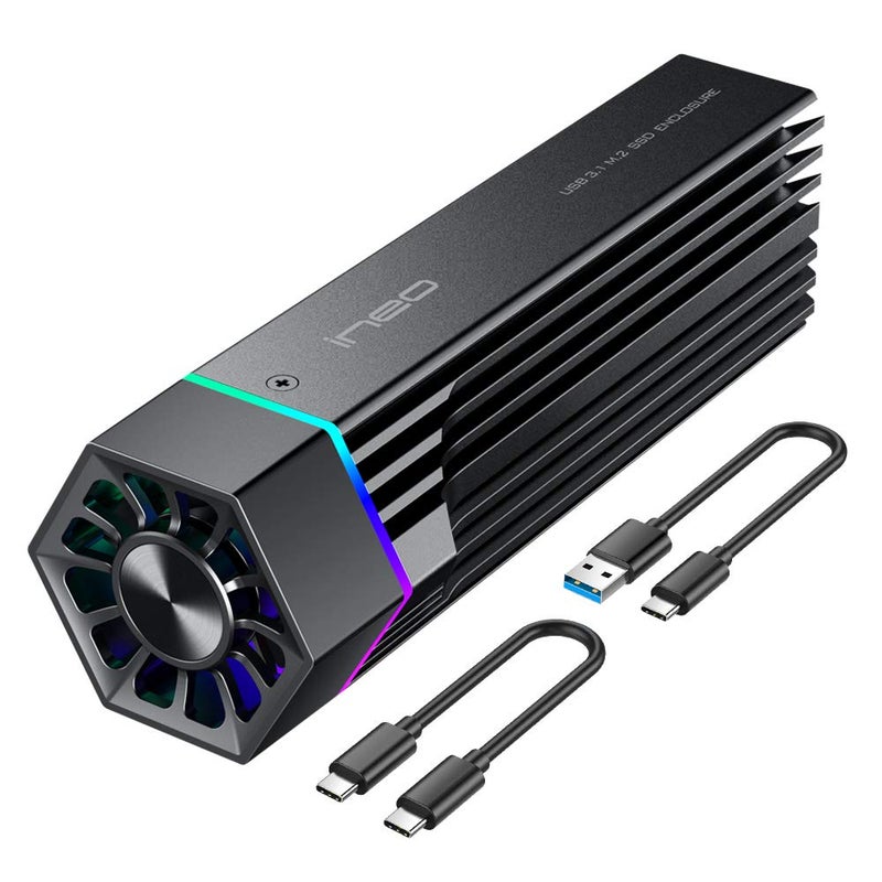 ineo M.2 NVMe (PCIe) SSD Enclosure Built-in Cooling Fan and Write Protection Switch [C2605-NVMe] - Image 1